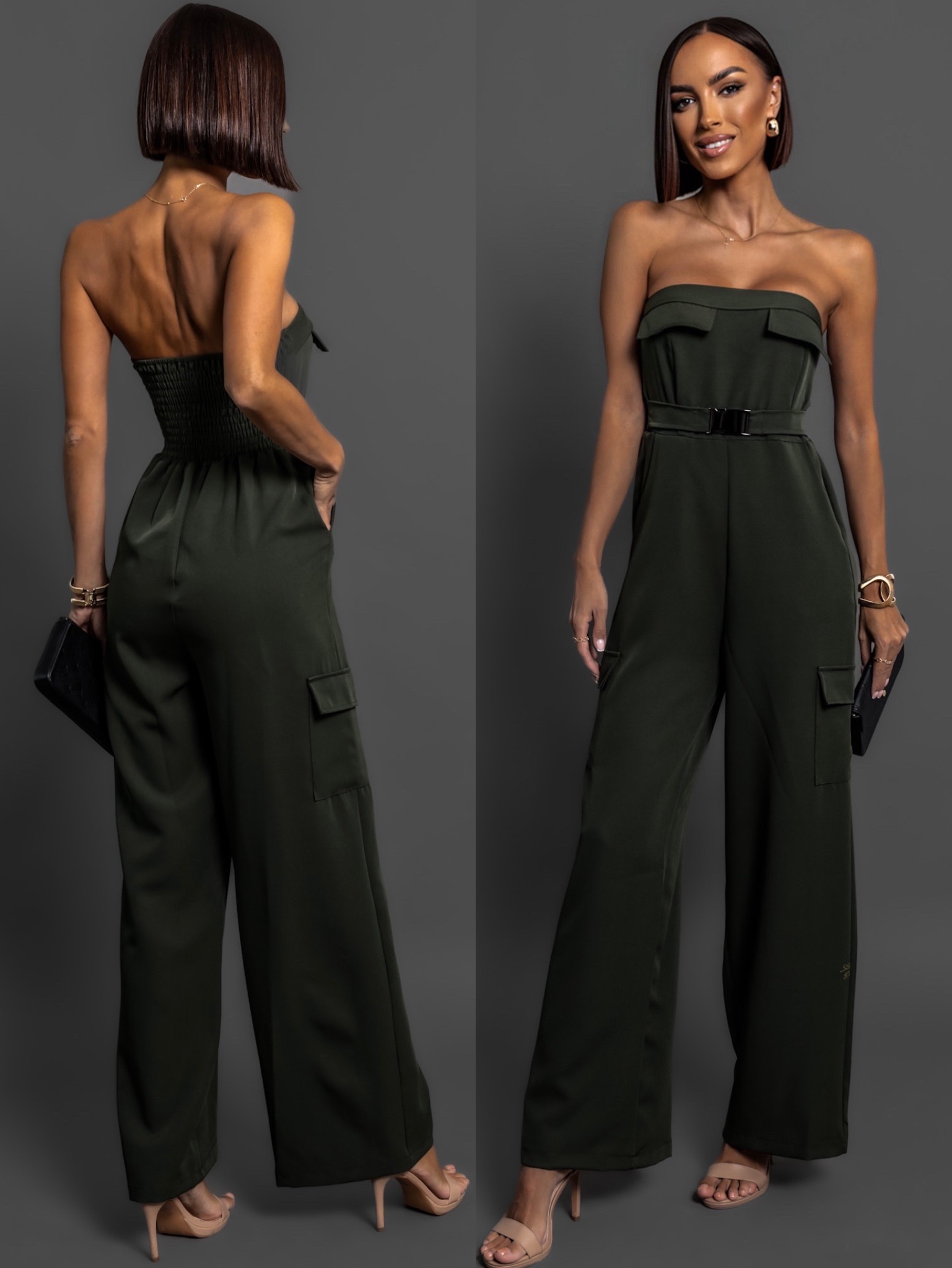 Khaki stylový overal KARAMAN s kapsami Velikost: ONESIZE