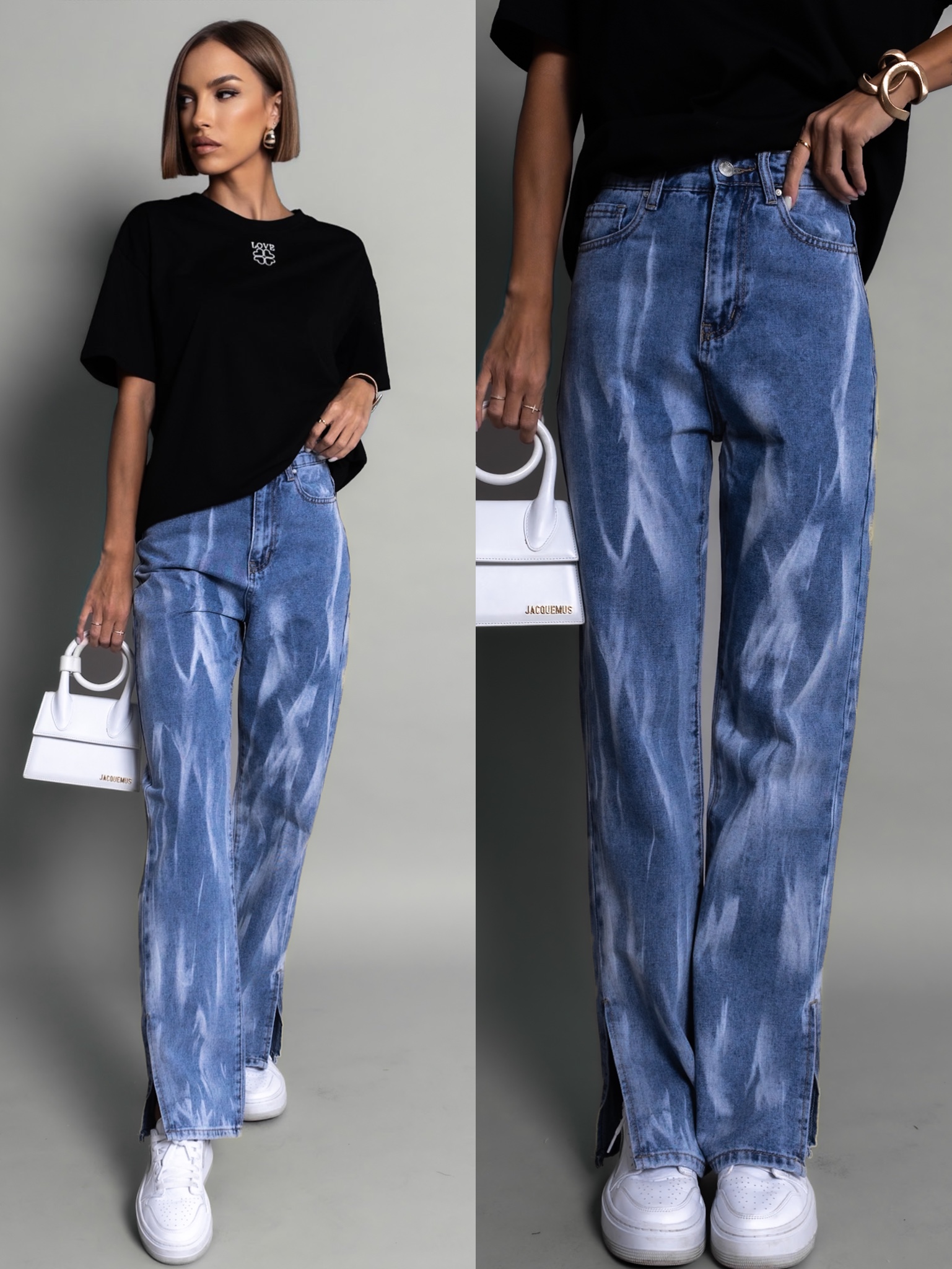 Modré široké wide leg džíny KANTH 