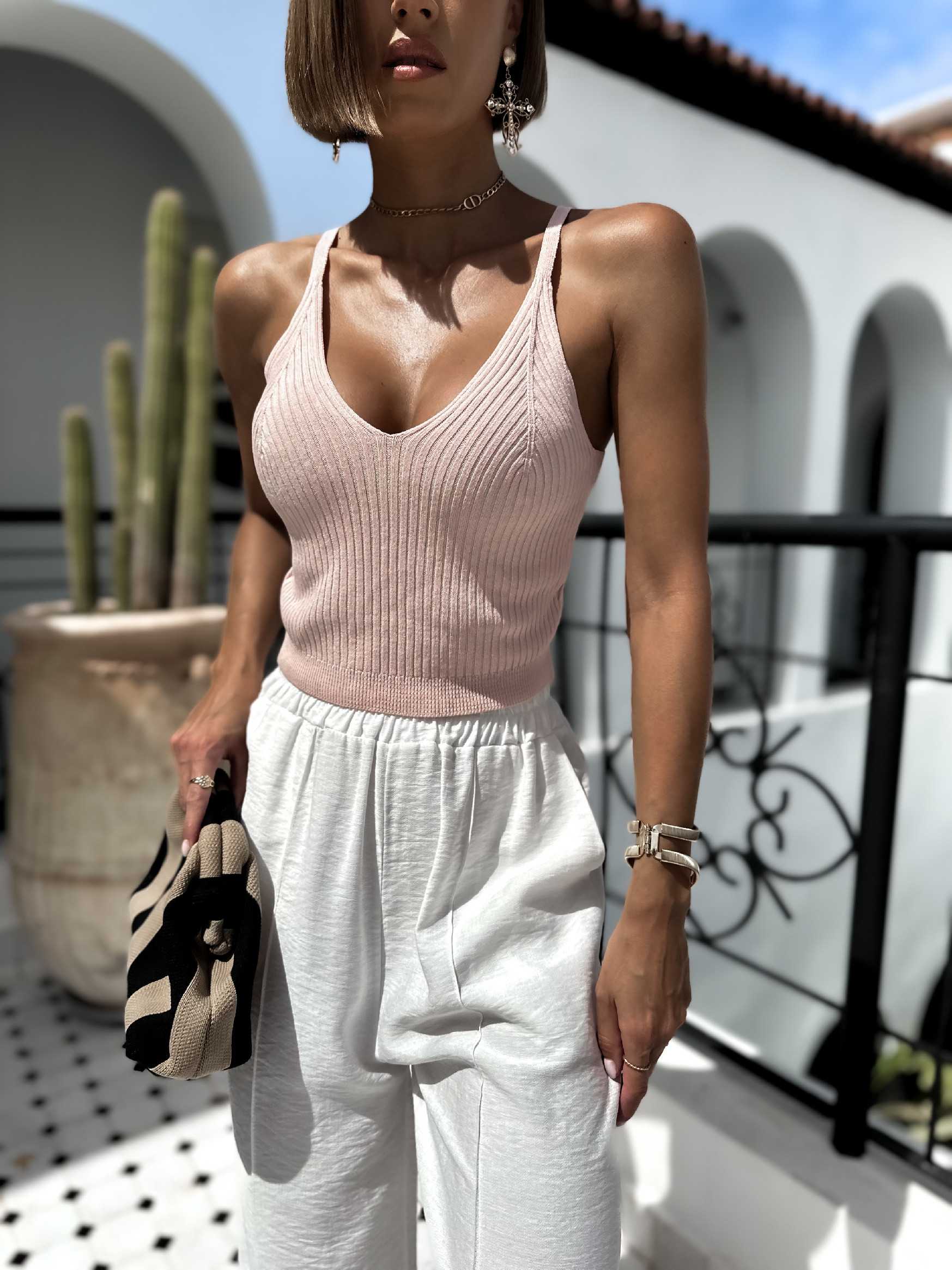 Světle růžový stylový top FORDAE Velikost: ONESIZE