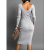 Šedé žebrované midi šaty LOUTEN s dlouhým rukávem