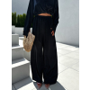 Černé elegantní široké kalhoty ELIZON