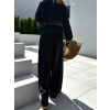 Černé elegantní široké kalhoty ELIZON