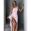 Růžové saténové dlouhé šaty OHTAM