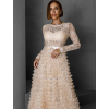 Béžové krajkové dlouhé šaty ENESEL s tylovou sukní