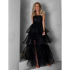 Černé dlouhé tylové šaty FREDOX s volánem