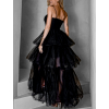 Černé dlouhé tylové šaty FREDOX s volánem