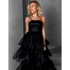 Černé dlouhé tylové šaty FREDOX s volánem