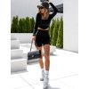 Černý crop top CORSET s dlouhým rukávem