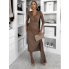 Hnědé dlouhé elegantní šaty AUTIS se zavazováním