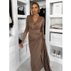 Hnědé dlouhé elegantní šaty AUTIS se zavazováním