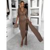 Hnědé dlouhé elegantní šaty AUTIS se zavazováním