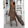 Hnědé dlouhé elegantní šaty AUTIS se zavazováním