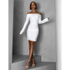 Bílé krátké elastické šaty LAPOT s dlouhým rukávem