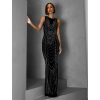 Stříbrnočerné třpytivé dlouhé šaty DARIONE s kamínky