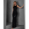 Černé třpytivé dlouhé šaty LIRIS s kamínky