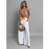 Bílé elegantní wide leg široké kalhoty LARITIS s páskem