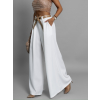 Bílé elegantní wide leg široké kalhoty LARITIS s páskem