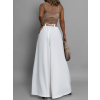 Bílé elegantní wide leg široké kalhoty LARITIS s páskem