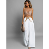 Bílé elegantní wide leg široké kalhoty LARITIS s páskem