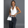 Bílý elegantní crop top VELICORA se zipy