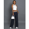 Bílý elegantní crop top VELICORA se zipy
