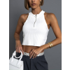 Bílý elegantní crop top VELICORA se zipy