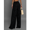 Černé wide leg široké kalhoty MANGOES s pruhy