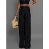 Černé wide leg široké kalhoty MANGOES s pruhy