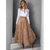 Hnědá dlouhá tylová sukně TAMUR s volánky