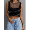 Černý trpytivý top LUCUMA s perličkami