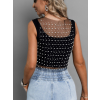 Černý trpytivý top LUCUMA s perličkami
