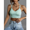 Světle zelený crop top DARRENE s překřížením na zádech