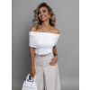 Bílý elegantní top MASISE se spadlými rameny