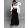 Černé společenské široké kalhoty BERGAMOT s páskem