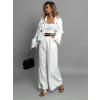 Krémové společenské široké kalhoty BERGAMOT s páskem