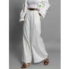 Krémové společenské široké kalhoty BERGAMOT s páskem