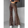 Hnědé leopardí kalhoty do zvonu TUVYA