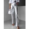 Stříbrné široké metalické kalhoty EMPU