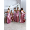 Starorůžové saténové dlouhé šaty pro družičky GYBRAL s korzetem