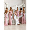 Starorůžové dlouhé saténové šaty MARSELLE pro družičky