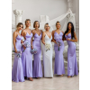 Světle fialové dlouhé saténové šaty MARSELLE pro družičky