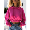 Růžová crop stylová mikina TALULA s kapucí