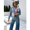Modrá květovaná džínová bunda OGNJAJ s kytičkami