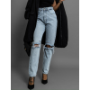 Světlé mom jeans trhané džíny Virgin