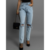 Světlé mom jeans trhané džíny Virgin