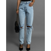 Světlé mom jeans trhané džíny Virgin
