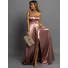 Starorůžové saténové dlouhé korzetové šaty KALALOT