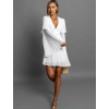 Bílé plisované krátké šaty KAROLIN na zavazování