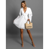Bílé plisované krátké šaty KAROLIN na zavazování