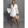 Bílé plisované krátké šaty KAROLIN na zavazování